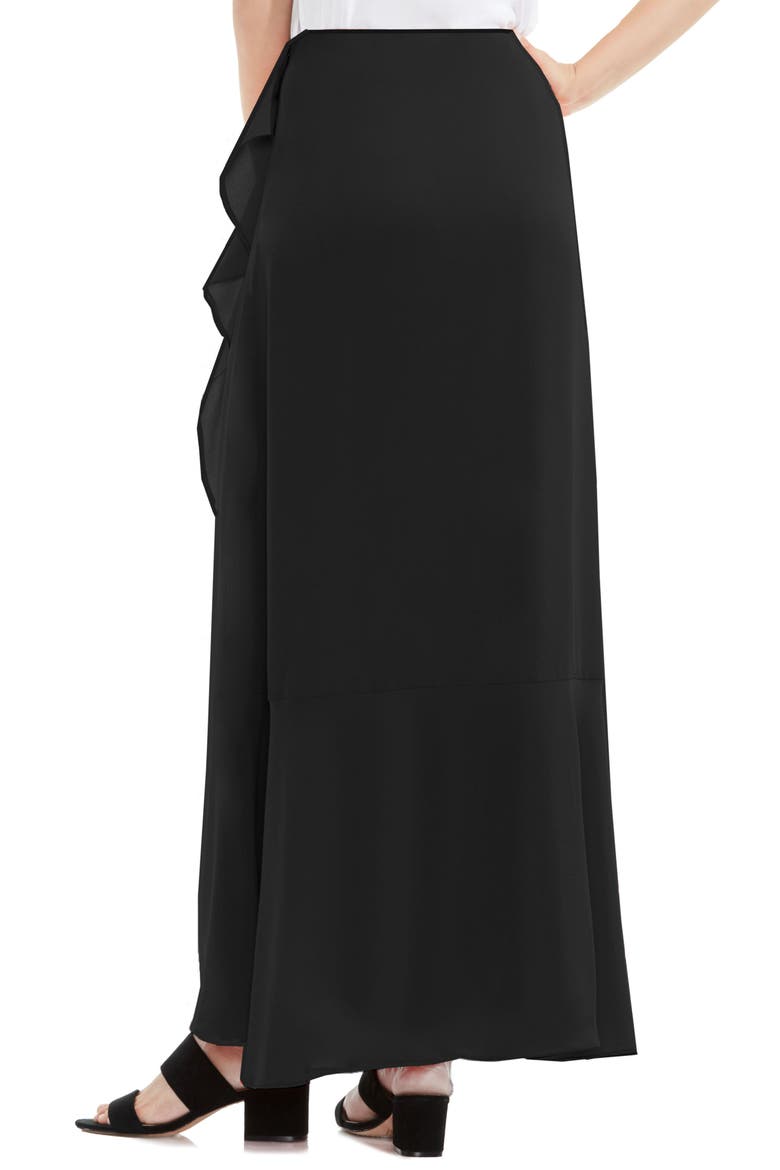 Faux Wrap Ruffled Maxi Skirt, Alternate, color, RICH BLACK
