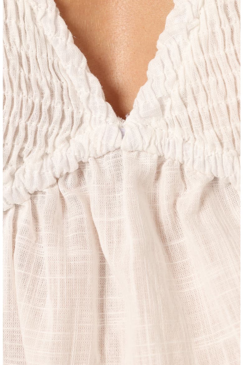 Tamara Cotton Smocked Open Back Peplum Top, Alternate, color, WHITE