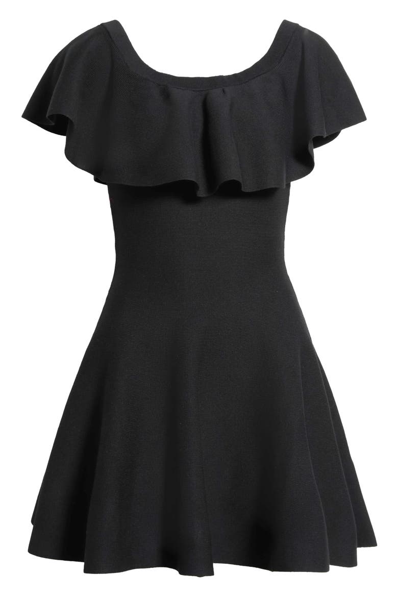 Dennet Off the Shoulder Fit & Flare Minidress, Alternate, color, BLACK