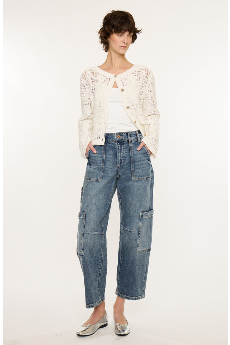 Charly Low Slung Barrel Jeans, Alternate, color, Medium Wash