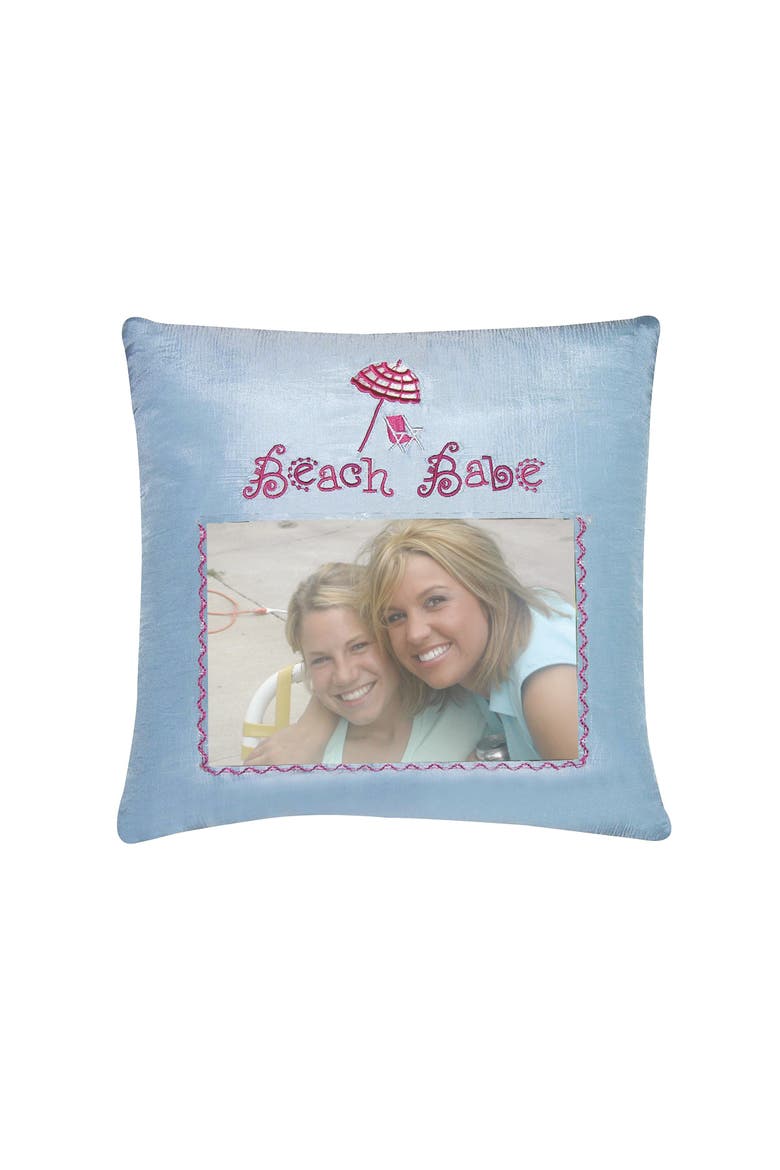 Beach Babe Picture Mini Accent Pillow, 10" x 10", Main, color, Blue