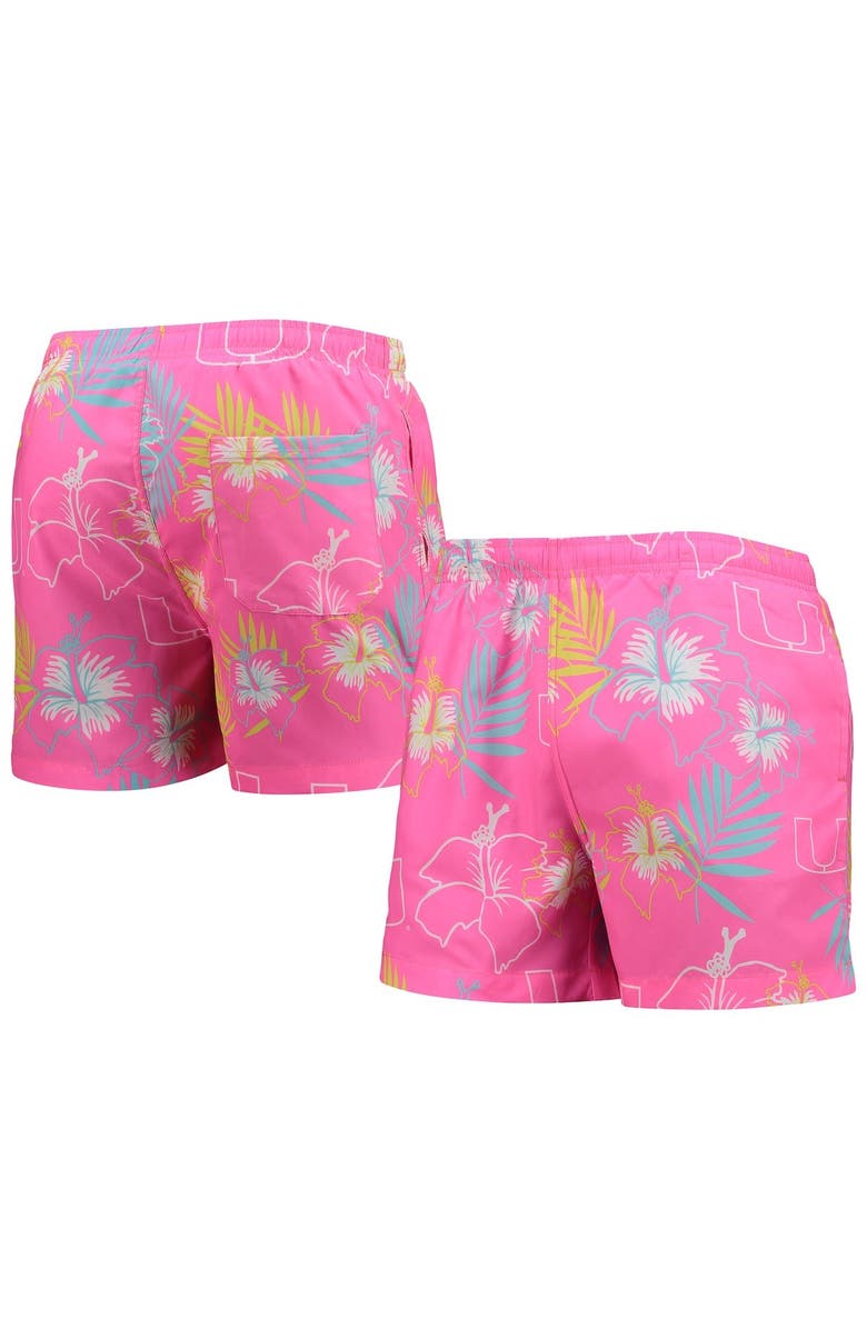 FOCO Men's FOCO Pink Miami Hurricanes Neon Floral Swim Trunks, Main, color, 