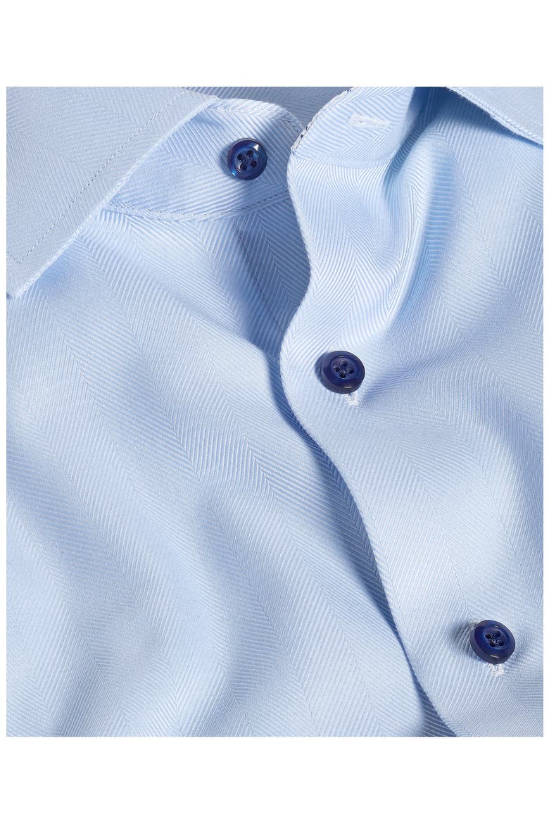 Trim Fit Herringbone Contrast Cotton Dress Shirt, Alternate, color, SKY