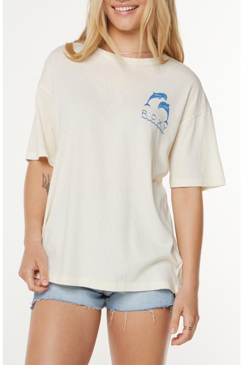 Sunset Dreams Oversize Cotton Graphic T-Shirt, Main, color, EGRET SUNSET DREAMS