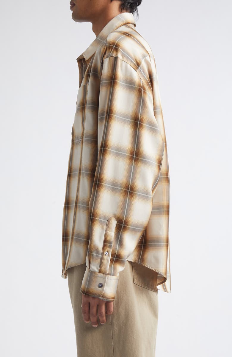 AMI PARIS Ami de Coeur Embroidered Boxy Plaid Button-Up Shirt, Alternate, color, 
