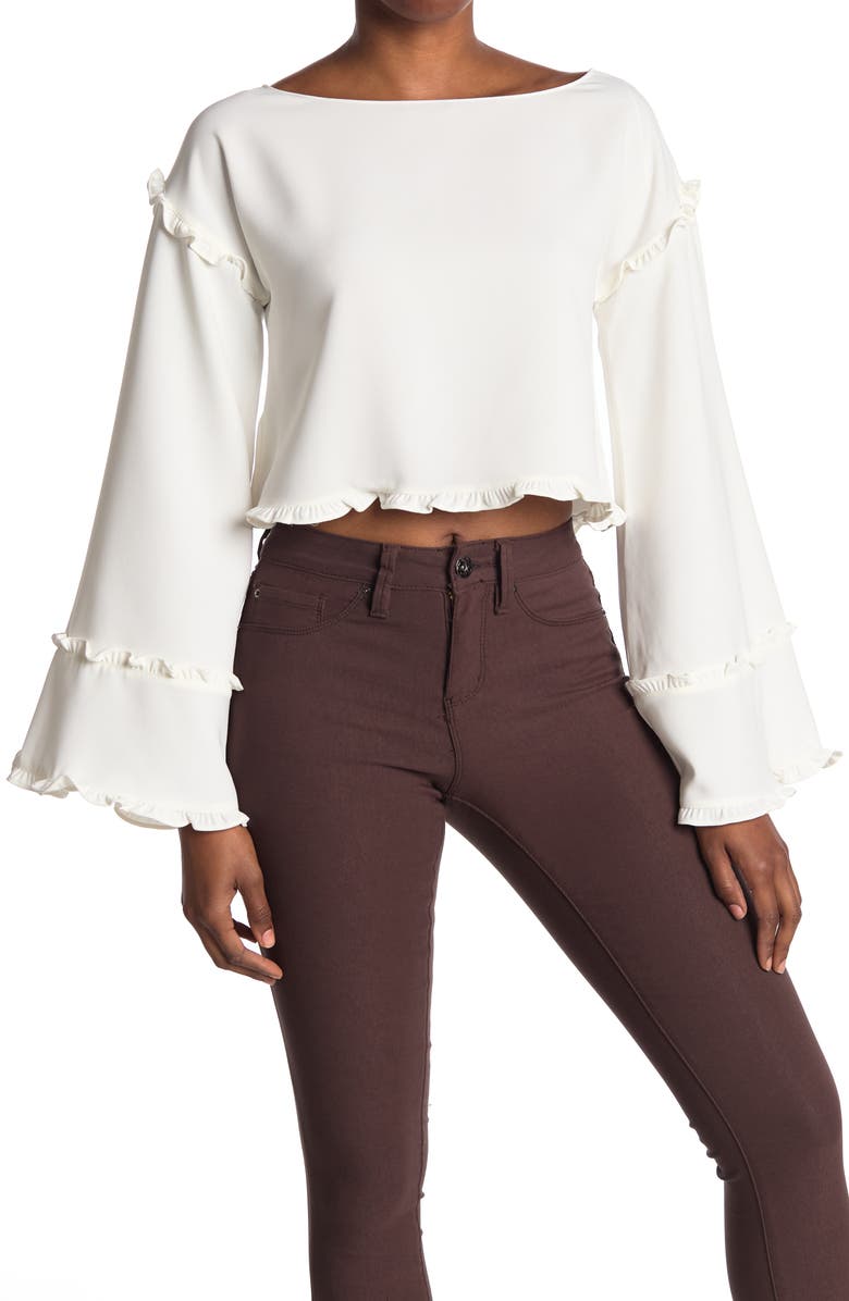 LIKELY Kenmore Bell Sleeve Crop Top, Main, color, 
