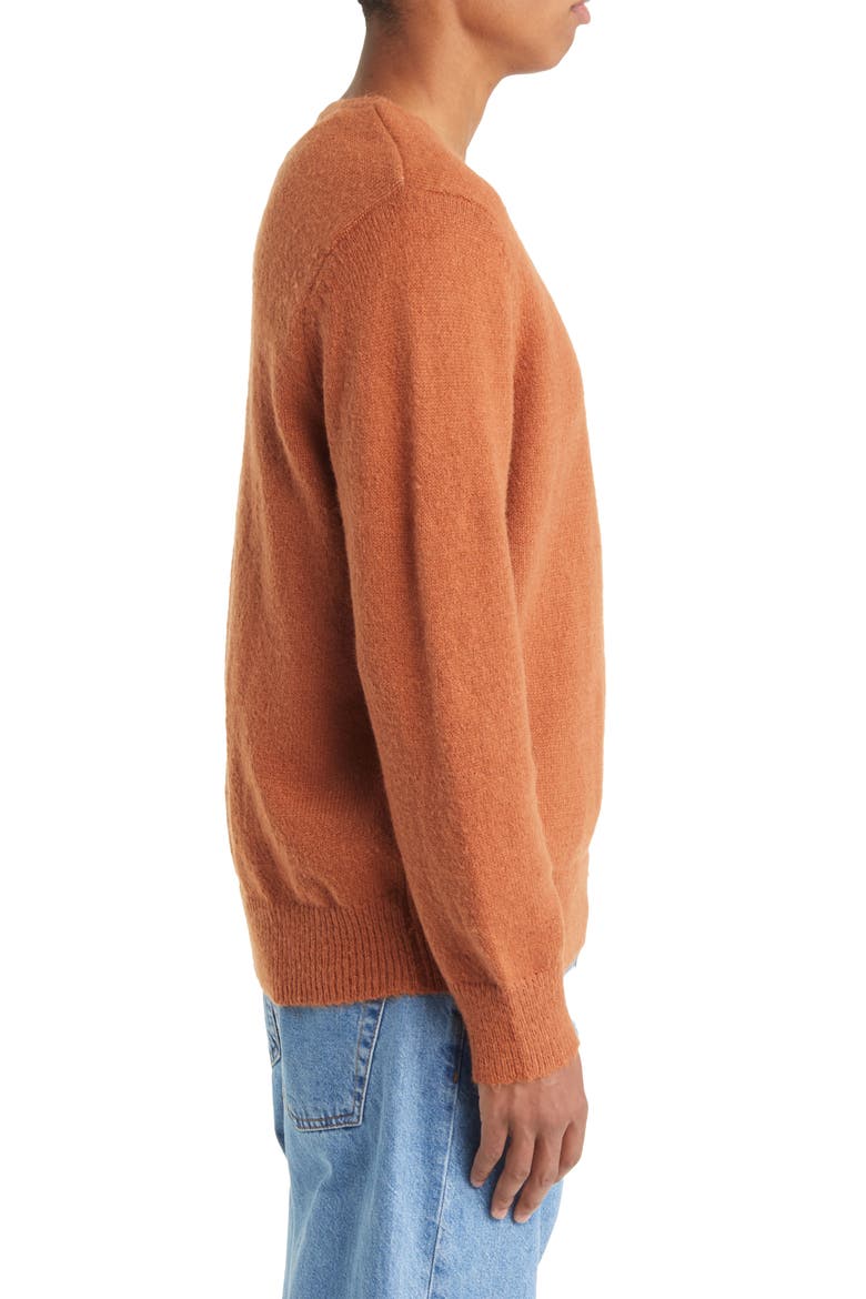 Fluffy Crewneck Sweater, Alternate, color, BROWN