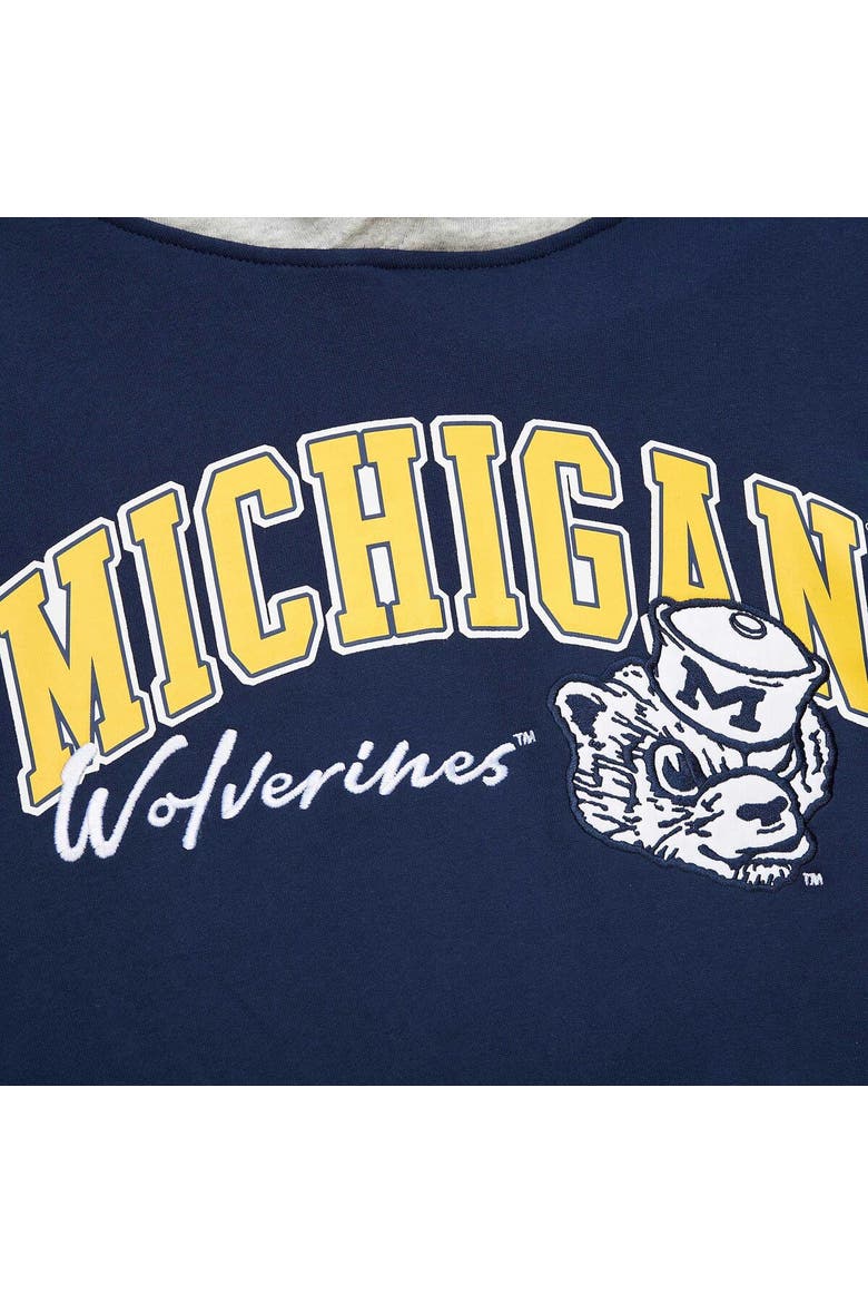 Men's Mitchell & Ness Navy Michigan Wolverines Arched Fleece Pullover Hoodie, Alternate, color, Navy