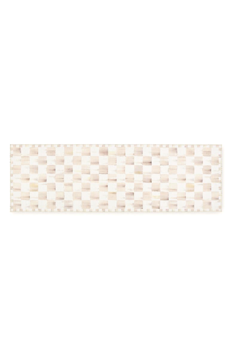 MACKENZIE CHILDS Mocha Checkerboard Machine Washable Runner Rug, Main, color, Mocha