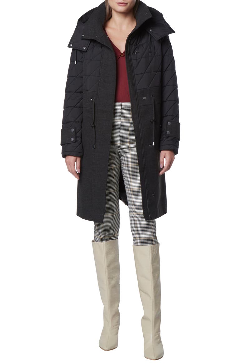 Synclaire Quilted Coat, Alternate, color, BLACK