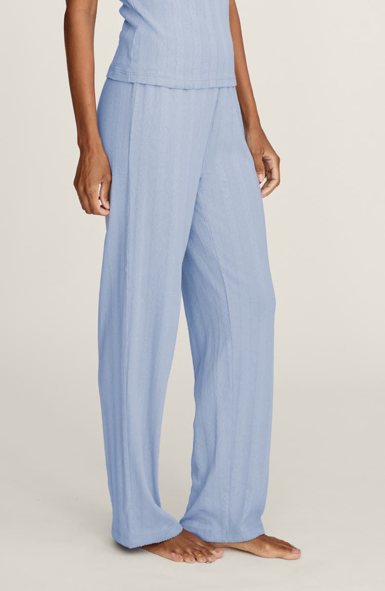 Petite Plume Pima Cotton Pointelle Pajama Pants, Alternate, color, Blue