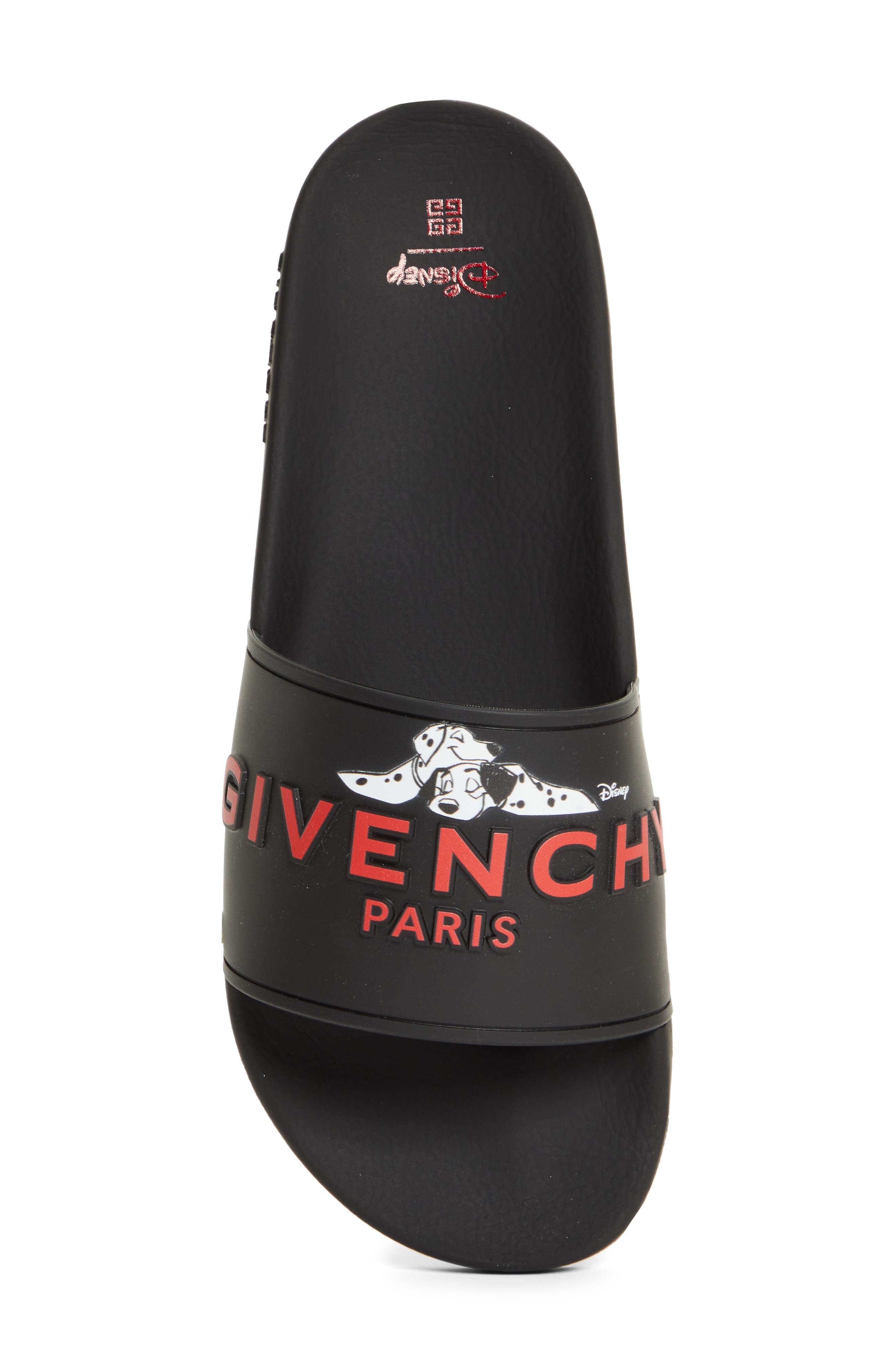 Disney x Givenchy '101 Dalmatians' Logo Slide Sandal, Alternate, color, BLACK/ WHITE/ RED