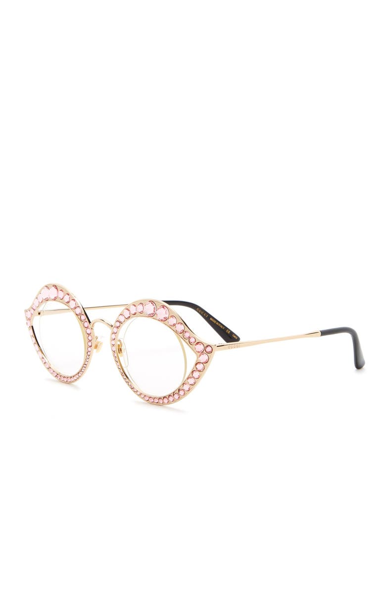 Gucci 41mm Crystal Accented Cat Eye Optical Frames, Alternate, color,
