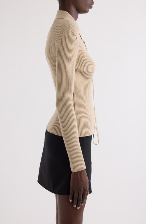 Courrèges Ribbed-knit Cardigan In Dark Sand