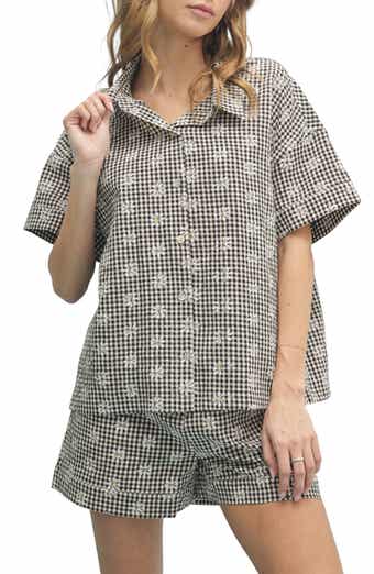 WISHLIST Floral Plaid Shirt and Shorts Set
