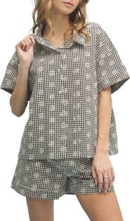 WISHLIST Floral Plaid Shirt and Shorts Set