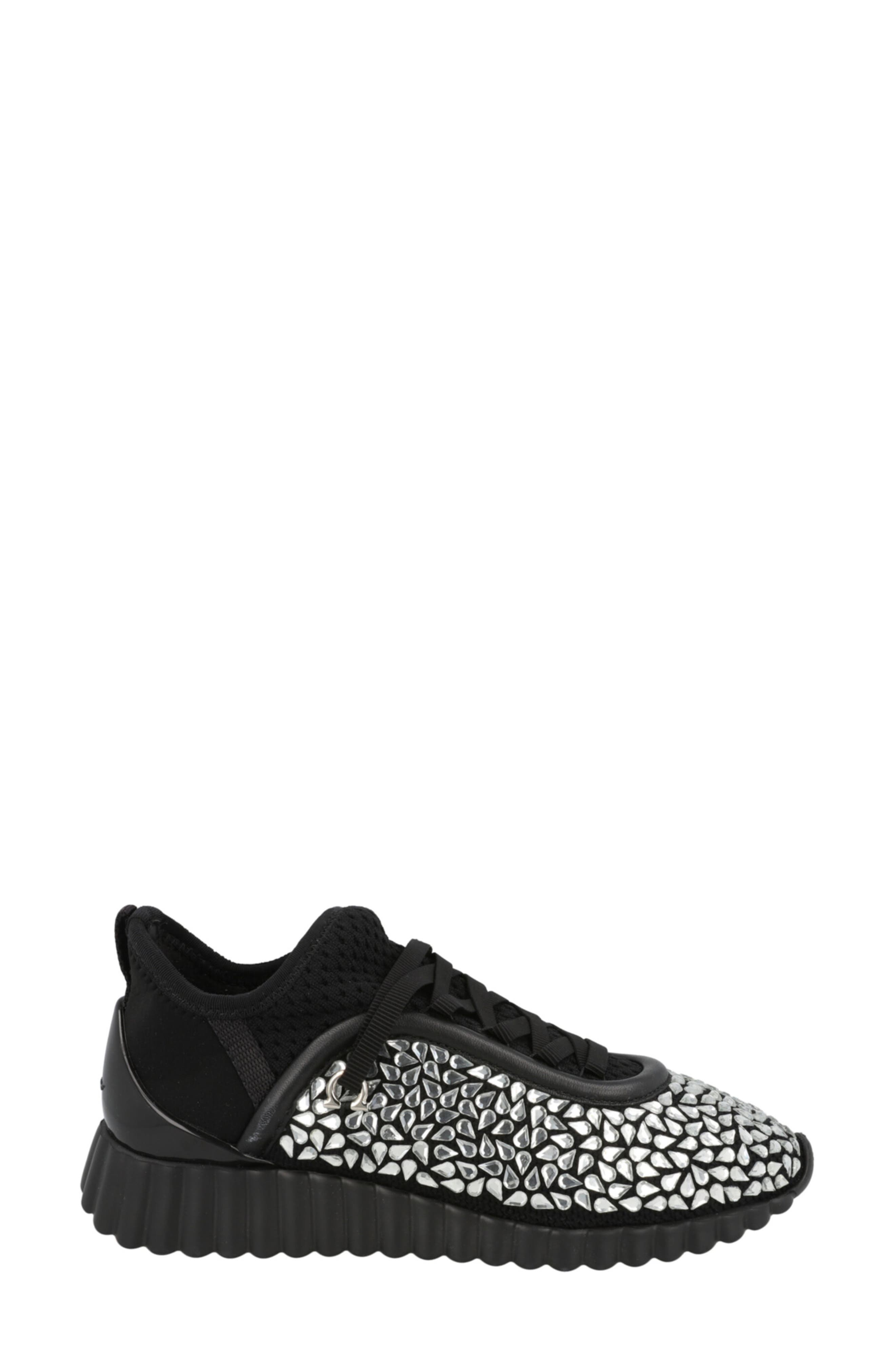 FERRAGAMO Crystal Embellished Sneaker, Alternate, color, Black
