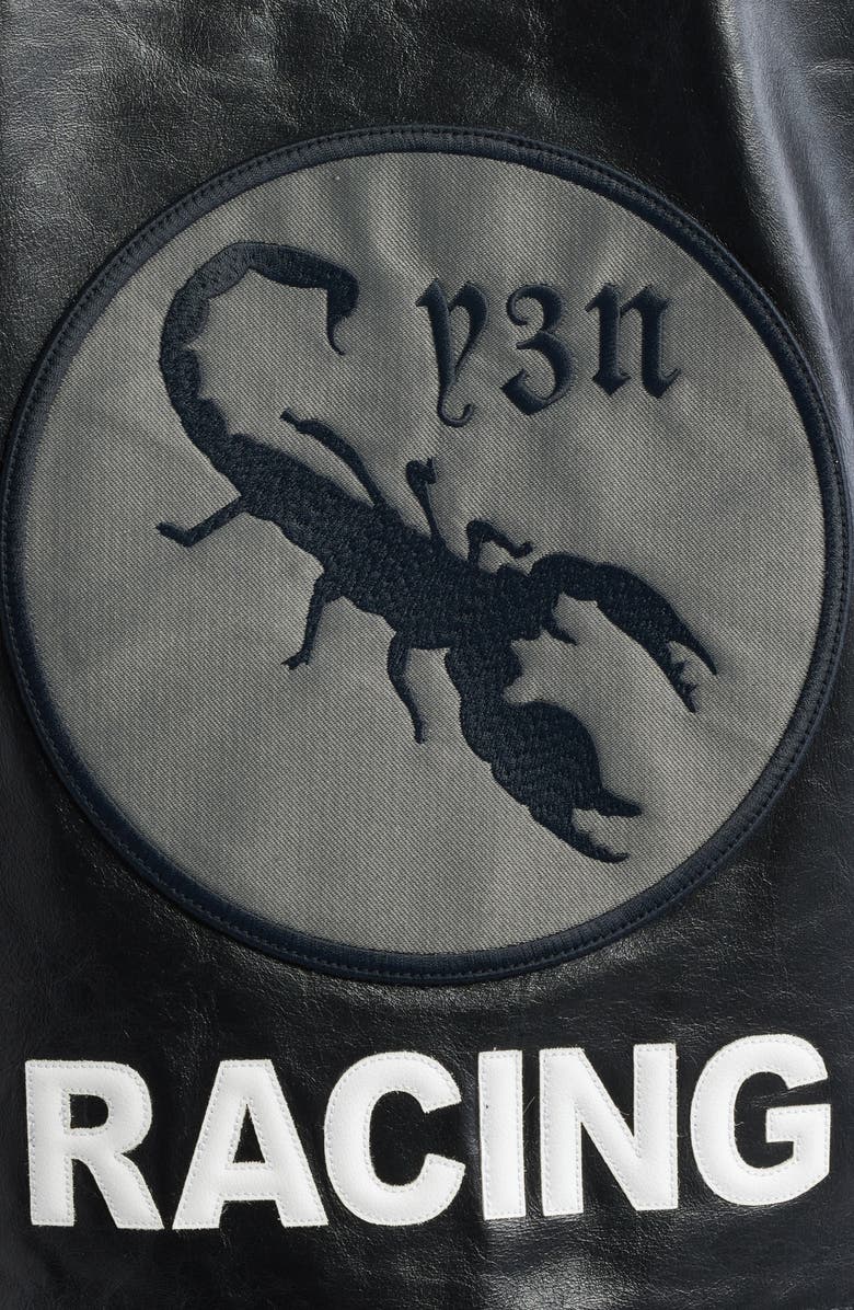 Y-3 NBHD Leather Racer Jacket, Alternate, color, Black