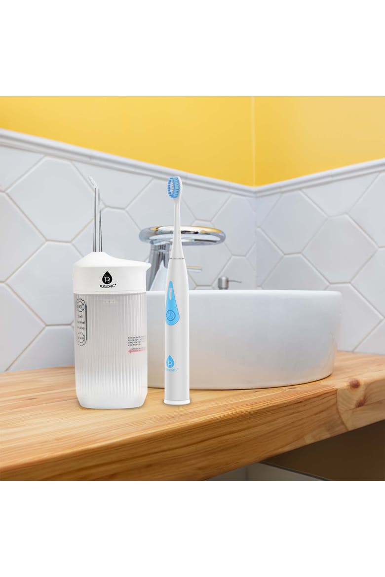 Portable Sonic Toothbrush & Travel-Ready Water Flosser, Alternate, color, White