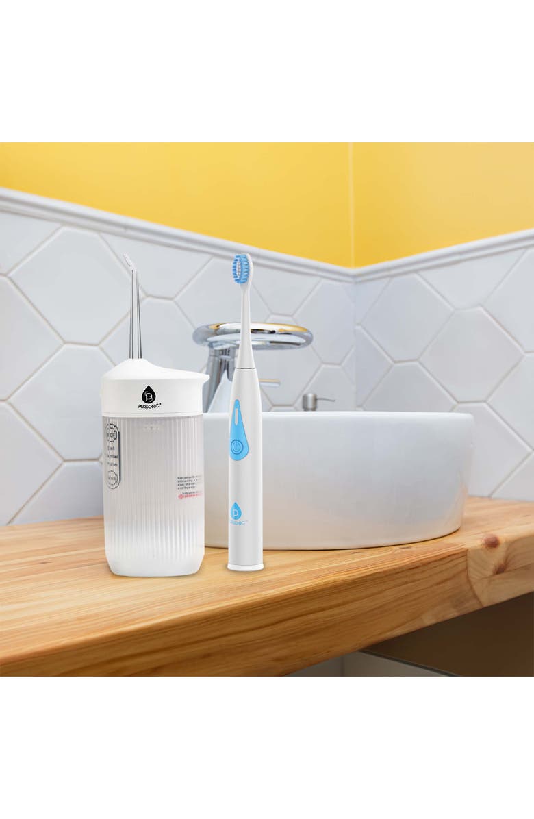 PURSONIC Portable Sonic Toothbrush & Travel-Ready Water Flosser, Alternate, color, White