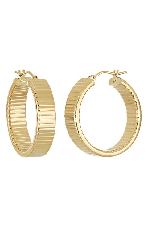 14K Gold Tobugas Hoop Earrings