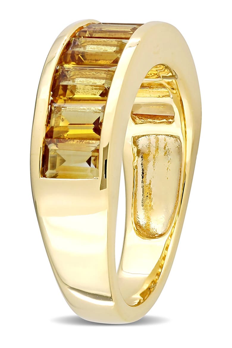 Yellow Plated Sterling Silver Baguette Cut Citrine Band, Alternate, color, YELLOW