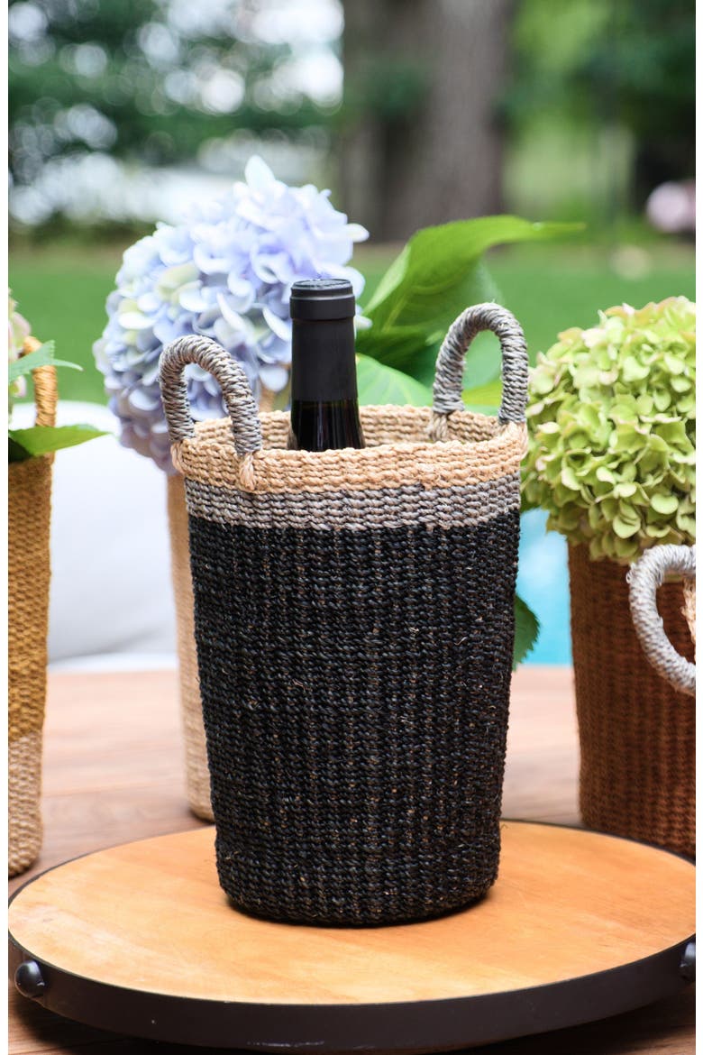 Cylinder Vase Basket with Handles, Alternate, color, Black