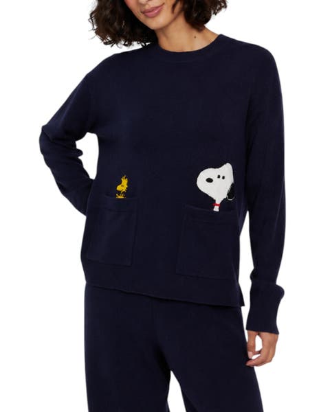 Wool-cashmere Snoopy Peeking Pocket Sweater