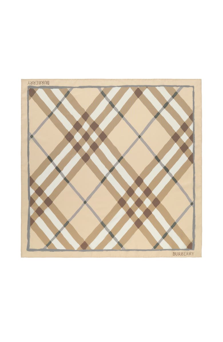 Burberry Watercolour Check Silk Scarf, Main, color, Sesame Beige