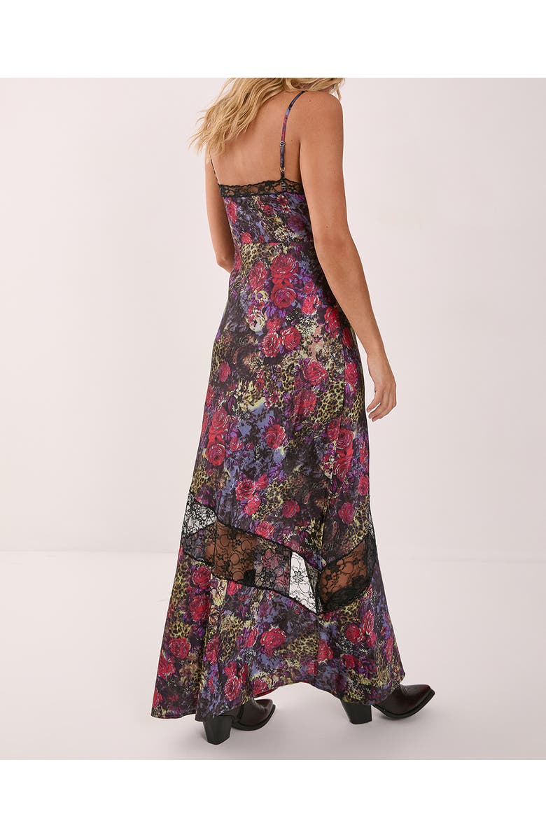NASTY GAL Satin Lace Maxi Slip Dress, Alternate, color, Animal