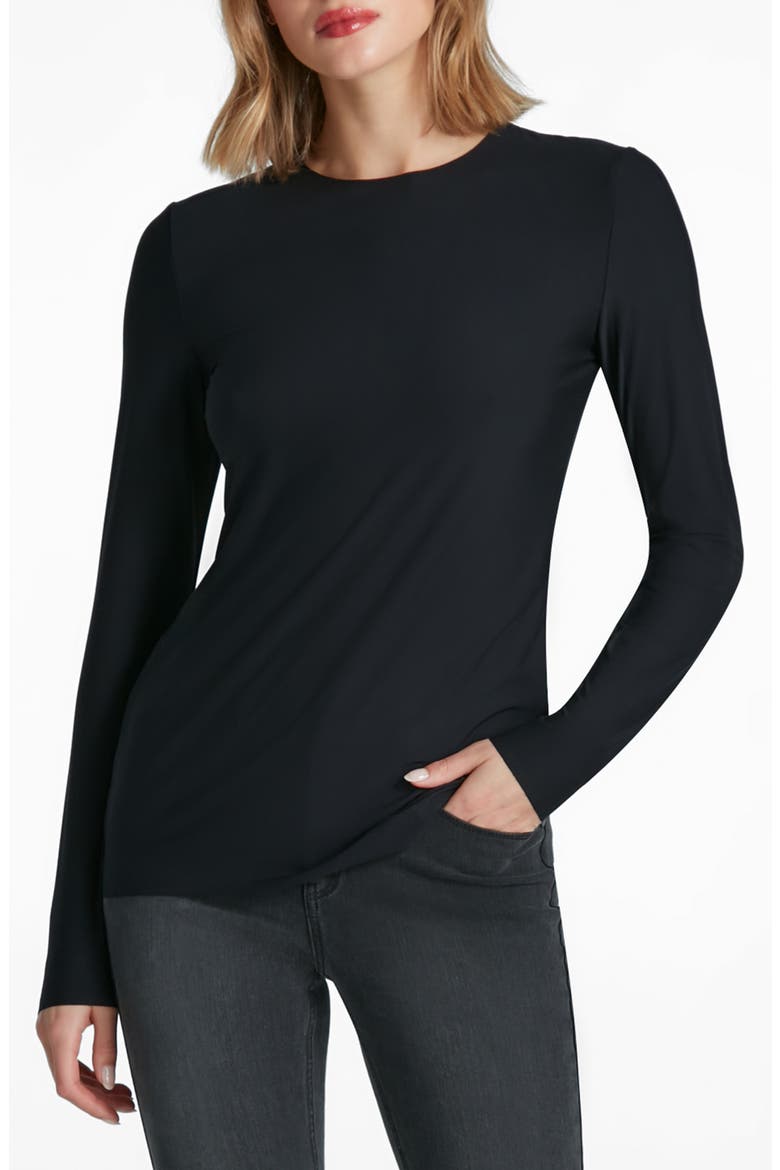Butter Crewneck Long Sleeve Top, Main, color, BLACK