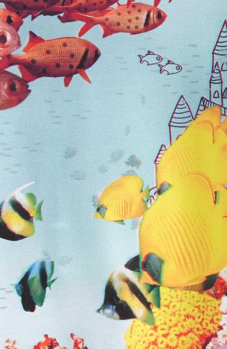 Stella McCartney Kids 'Taylor' 3D Sea Print One-Piece Rashguard Swimsuit, Alternate, color, 