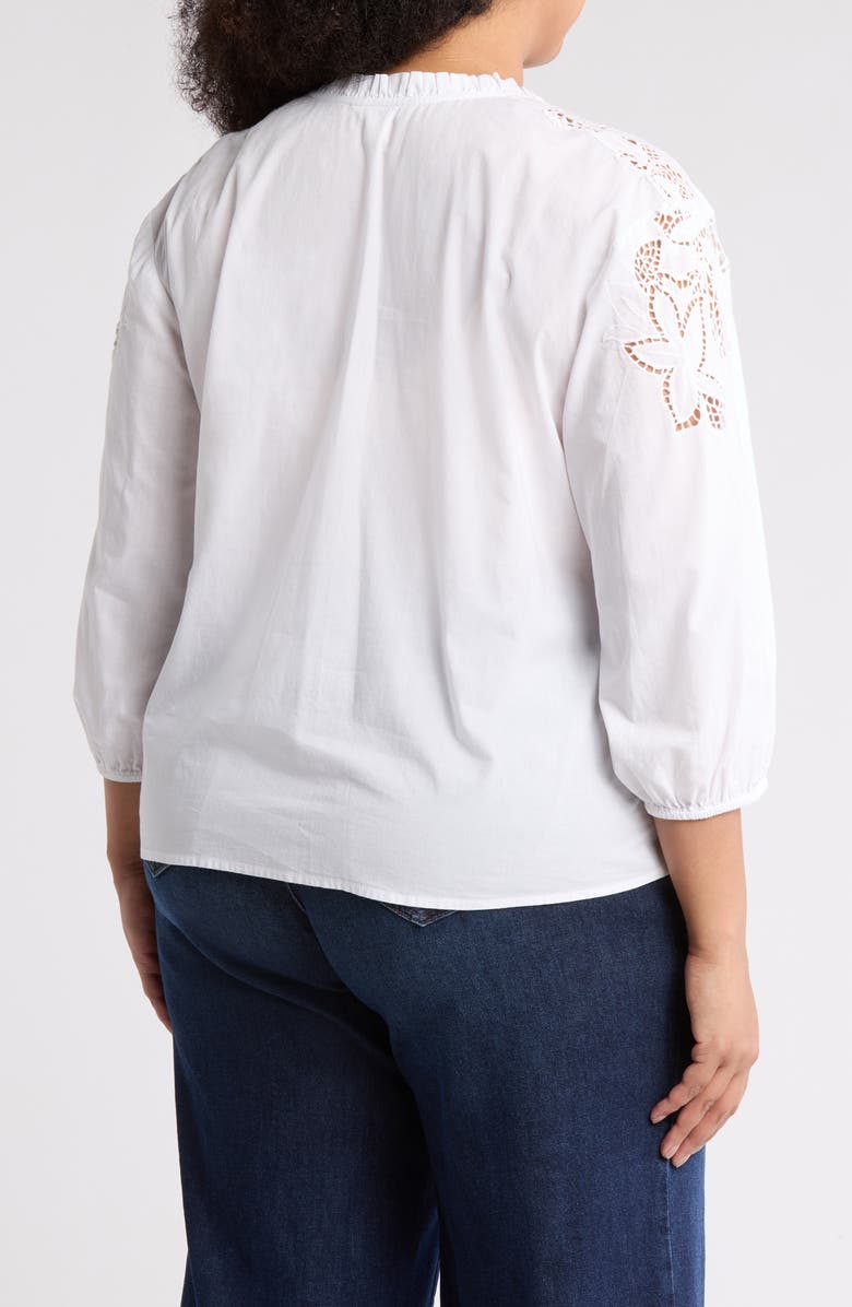 Caslon<sup>®</sup> Eyelet Lace Cotton Popover Top, Alternate, color, White