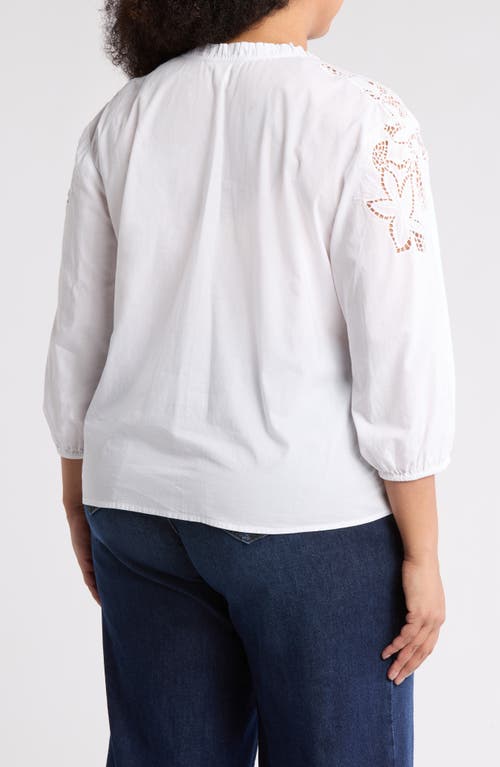 Caslon ® Eyelet Lace Cotton Popover Top In White