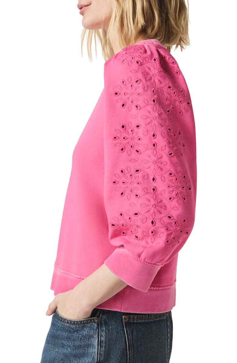 Splendid Rory Embroidered Eyelet Sleeve Sweatshirt, Alternate, color, Lilac Rose