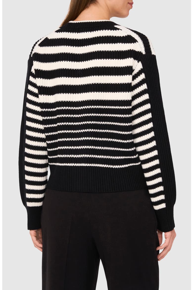 Variegated Stripe Cotton Blend Cardigan, Alternate, color, RICH BLACK STRIPES