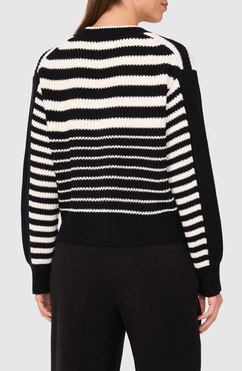 Halogen<sup>®</sup> Variegated Stripe Cotton Blend Cardigan, Alternate, color, Rich Black Stripes