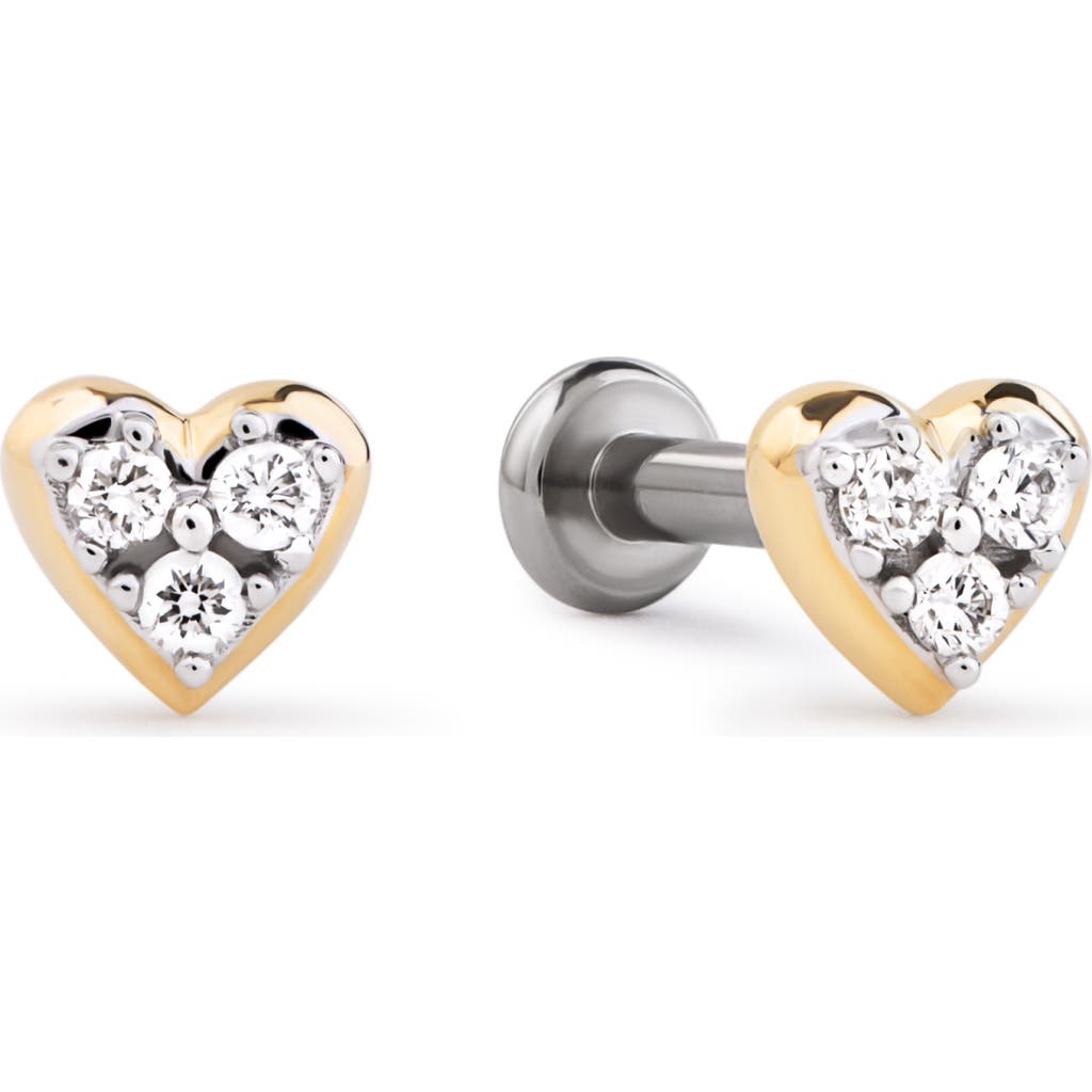 Ana Luisa Solid Yellow Gold - Diamond Heart Flatback Studs at Nordstrom