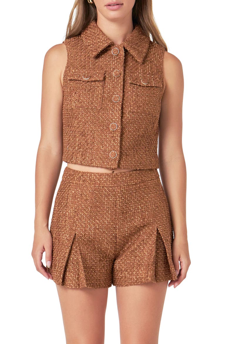 Tweed Vest, Main, color, CAMEL