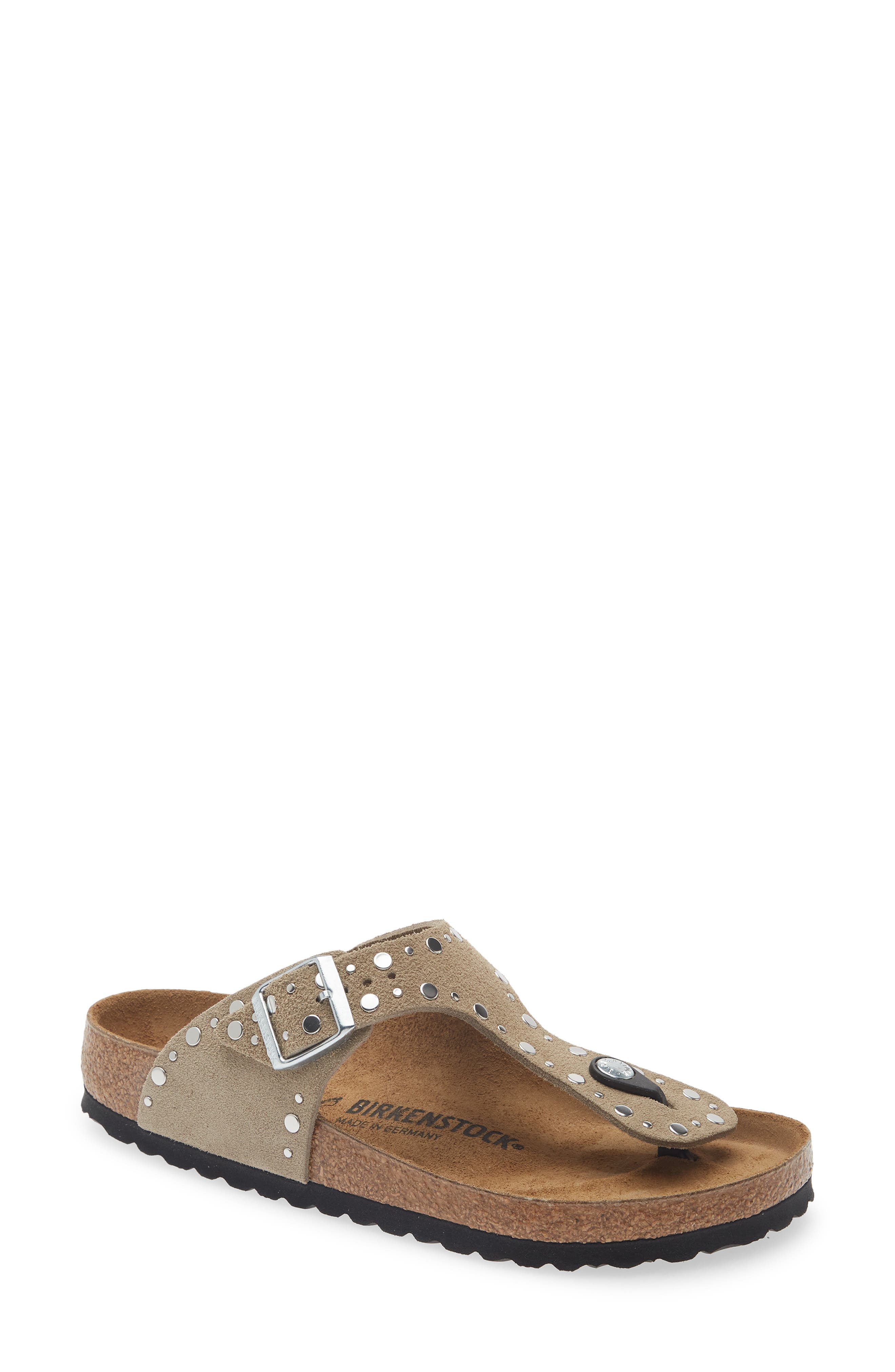 Birkenstock Gizeh Rivets Sandal, Main, color, Taupe Suede