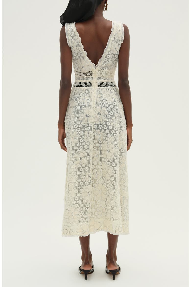 Snowflake Daisy Mesh Maxi Dress, Alternate, color, CREAM
