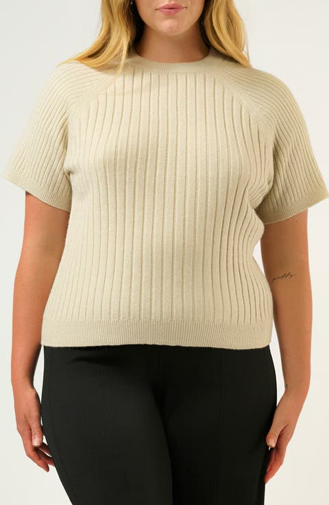 Sera Raglan Sleeve Rib Sweater (Plus)
