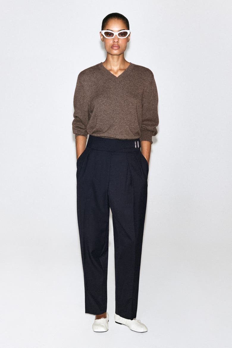 Cummerbund-Waist Barrel-Leg Pants, Alternate, color, NAVY