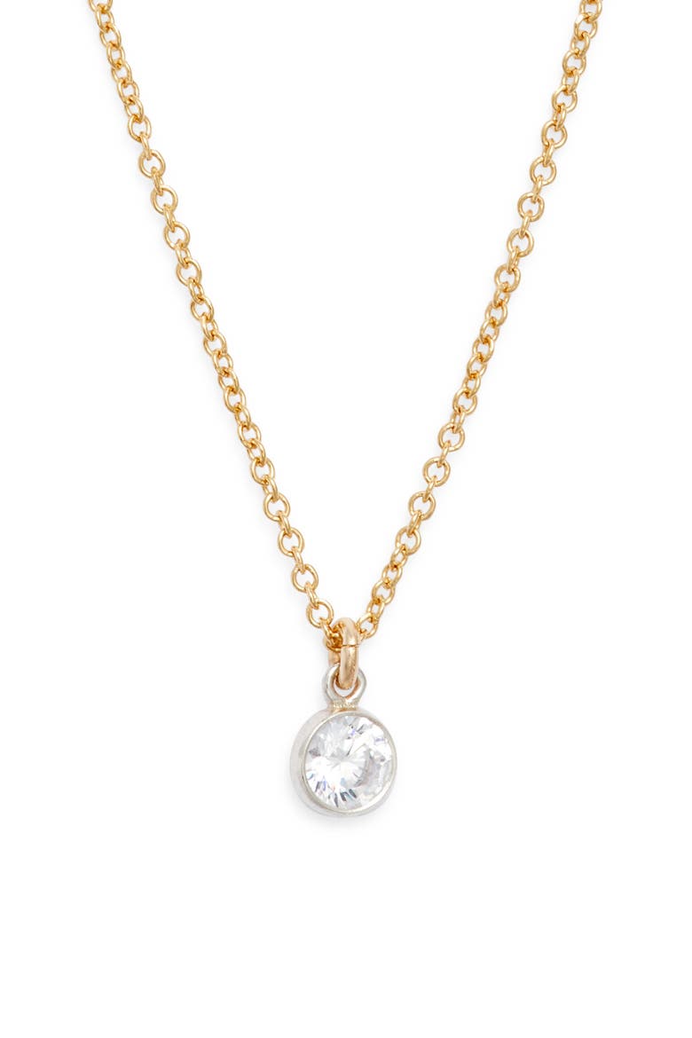 Kira Cubic Zirconia Pendant Necklace, Main, color, GOLD