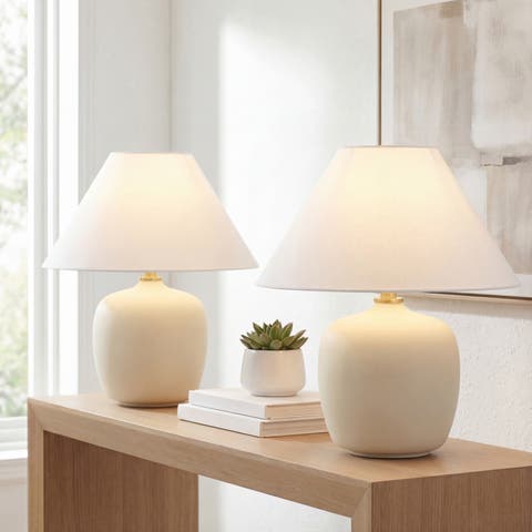Delphi 18.25" Minimalist Scandinavian Resin/Iron LED Table Lamp