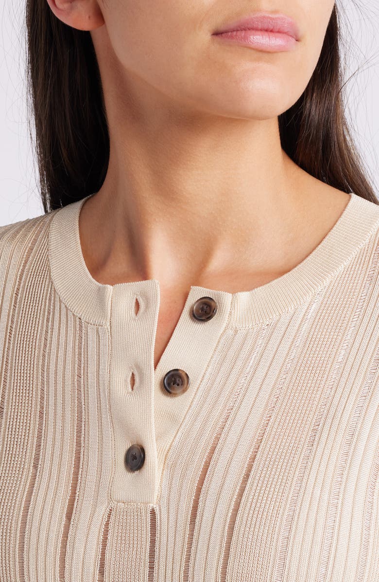 FRAME Laddered Ribbed Long Sleeve Henley, Alternate, color, Cream