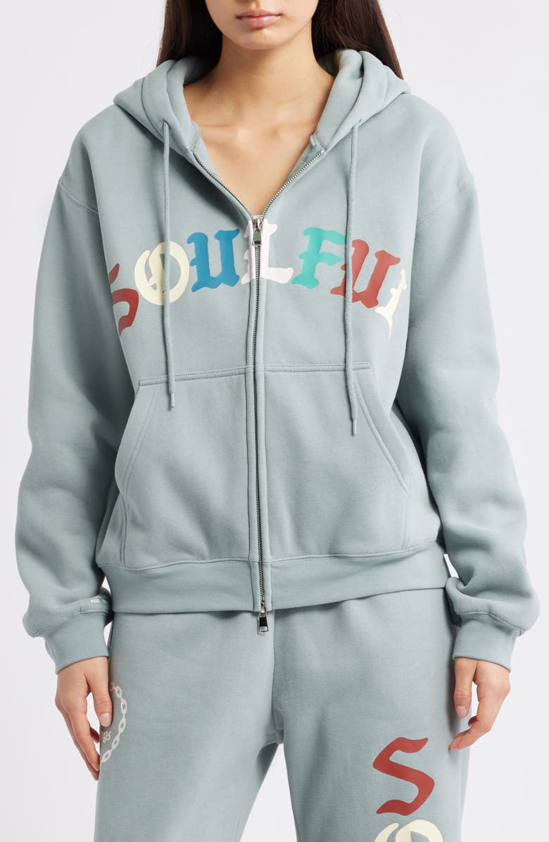 THE MAYFAIR GROUP Soulful Relaxed Zip Hoodie, Alternate, color, Dusty Blue