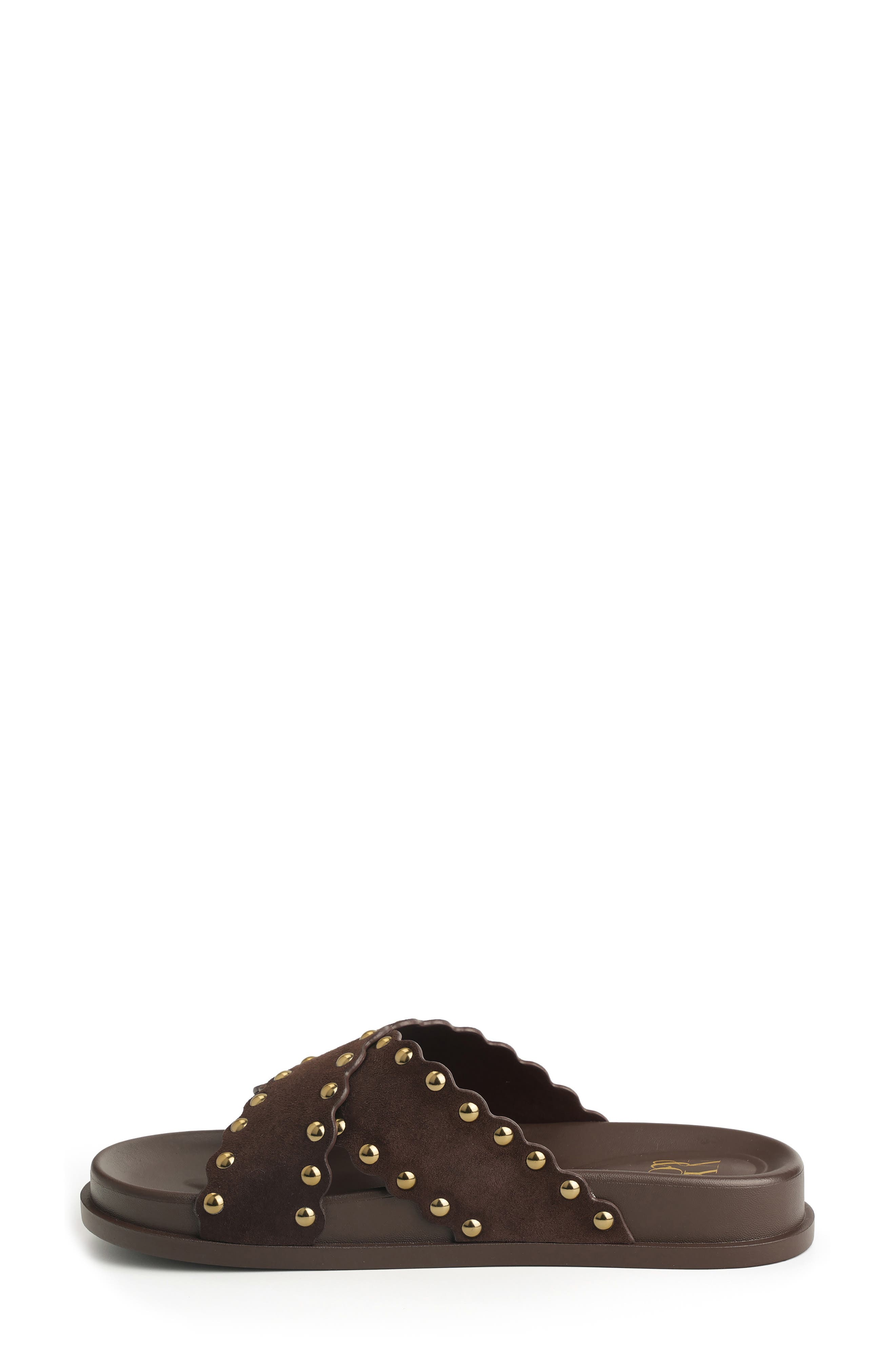 Barnett Stud Crisscross Slide Sandal, Alternate, color, CHOCOLATE