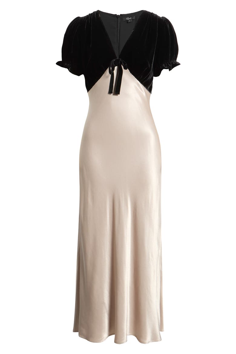 Dory Colorblock Mixed Media Velvet & Satin Dress, Alternate, color, MINK