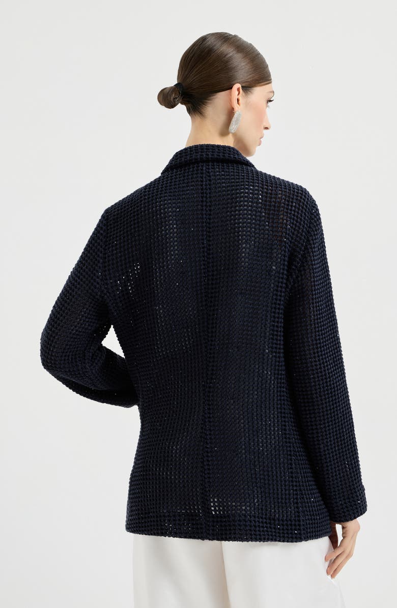 Brunello Cucinelli Net knit blazer, Alternate, color, Blue